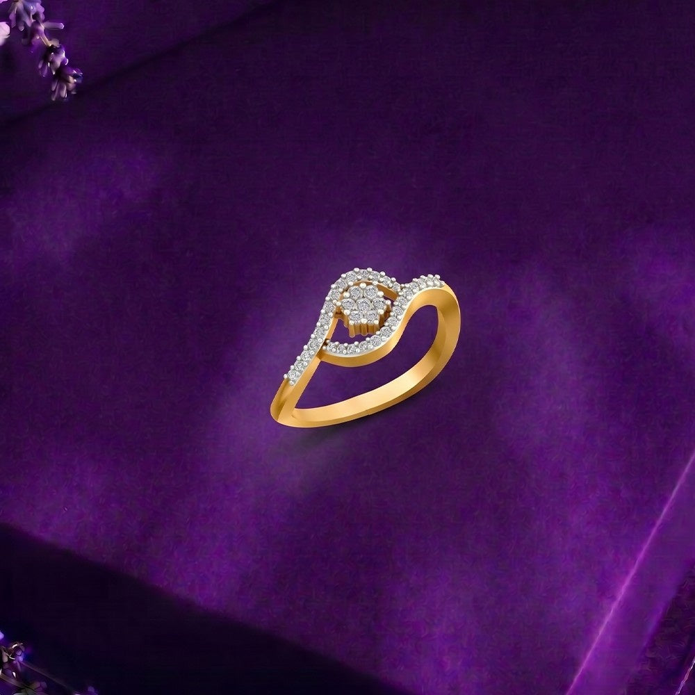 Gold & Diamond Cluster Ring For Women KRC10769