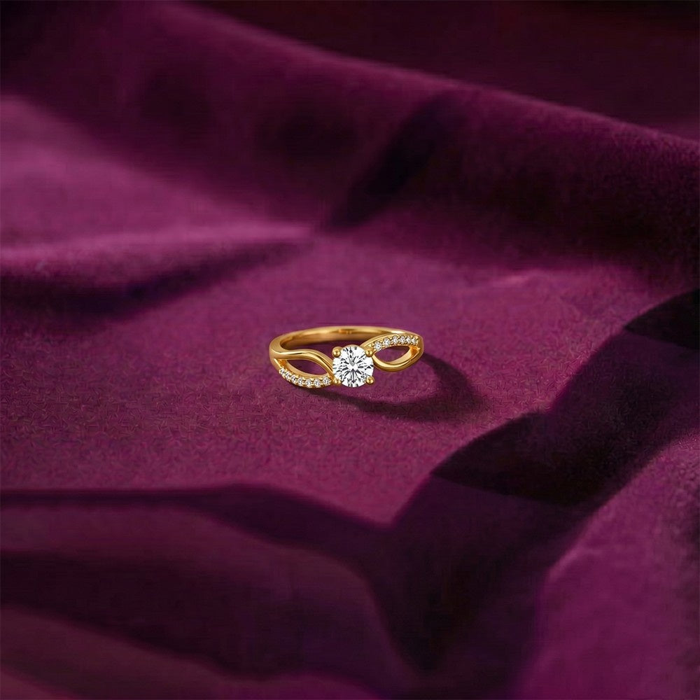 Gold & Diamond Solitaire Ring For Women KRC10829