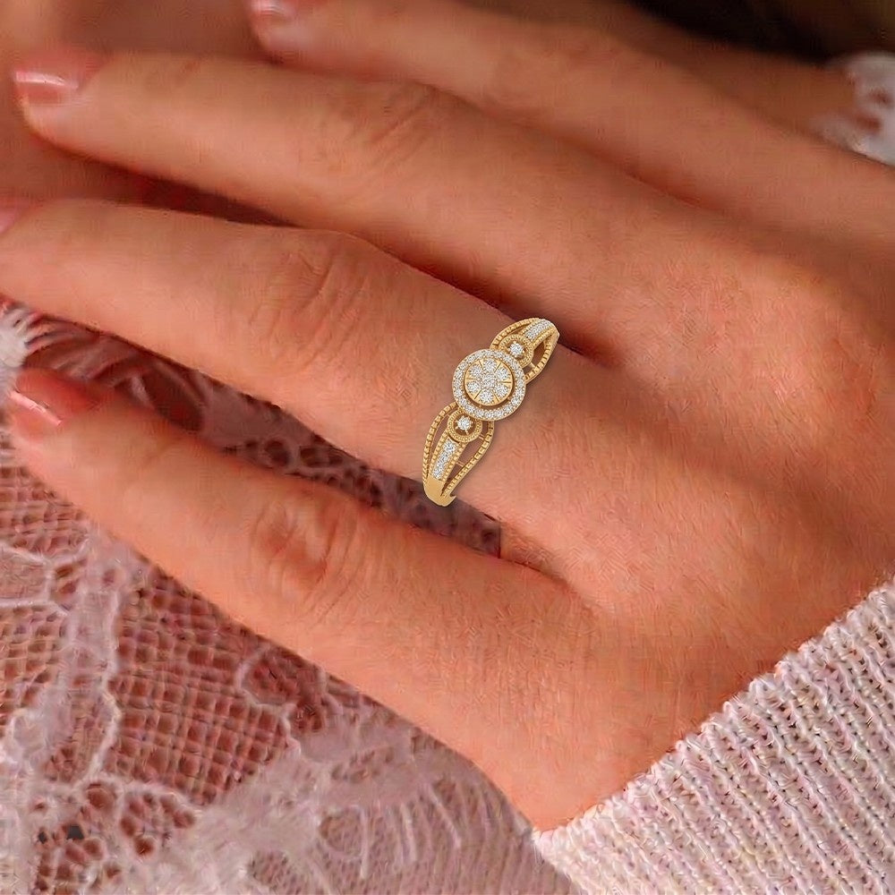 Gold & Diamond Cocktail Ring For Women KRC10876