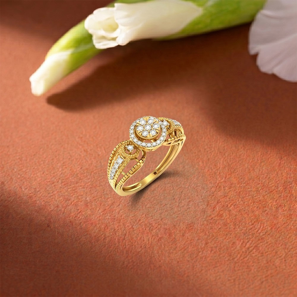 Gold & Diamond Cocktail Ring For Women KRC10876