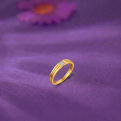 Gold & Diamond Solitaire Band Ring For Men KRC20052