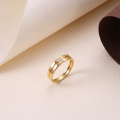 Gold & Diamond Band Ring For Men KRC20044