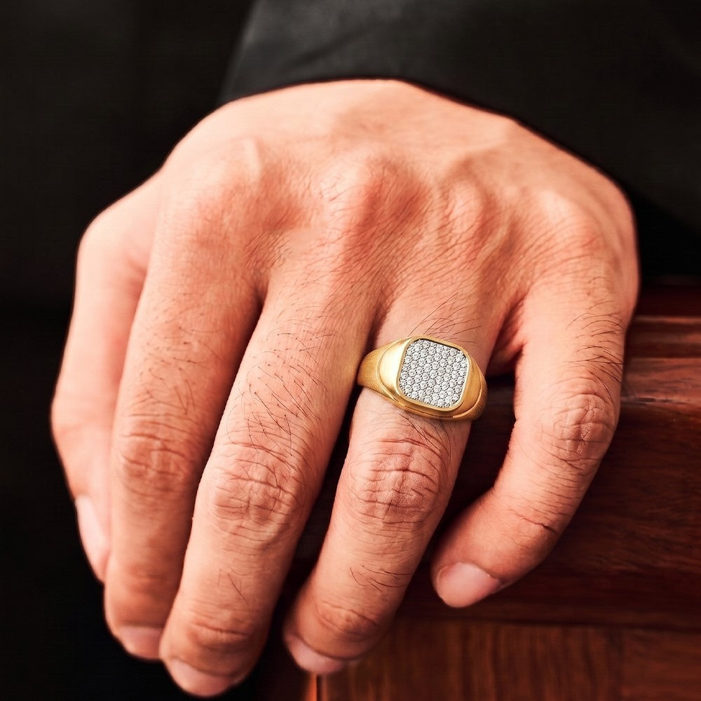 Gold & Diamond Band Ring For Men KRC20133