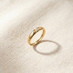 Gold & Diamond Solitaire Band Ring For Men KRC20086