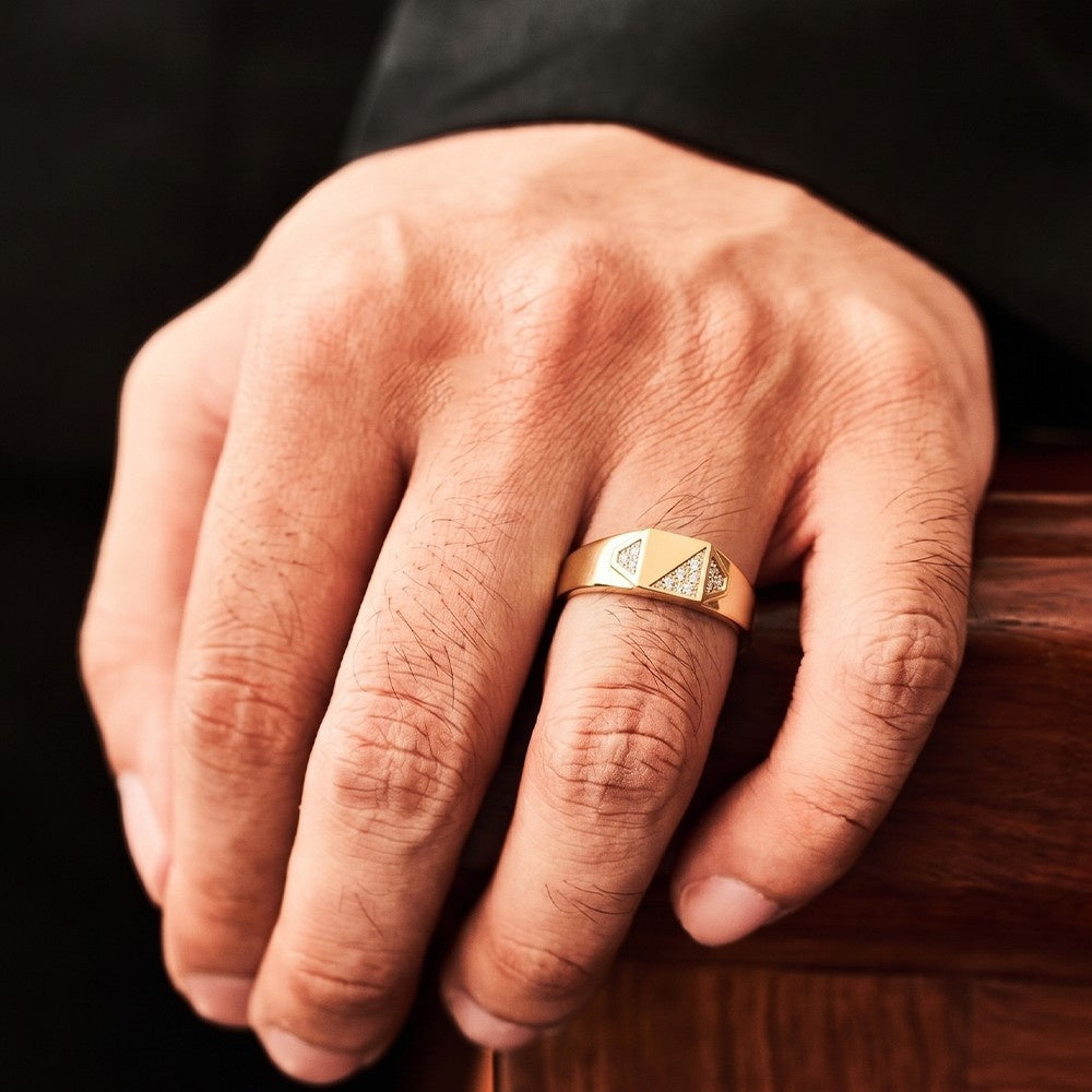 Gold & Diamond Band Ring For Men KRC20061