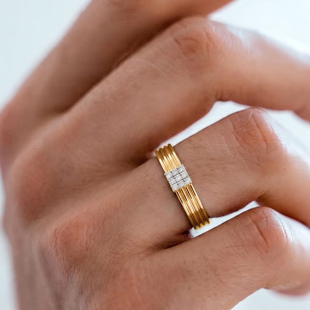 Gold & Diamond Band Ring For Men KRC20047