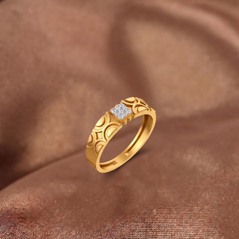 Gold & Diamond Band Ring For Men KRC20046