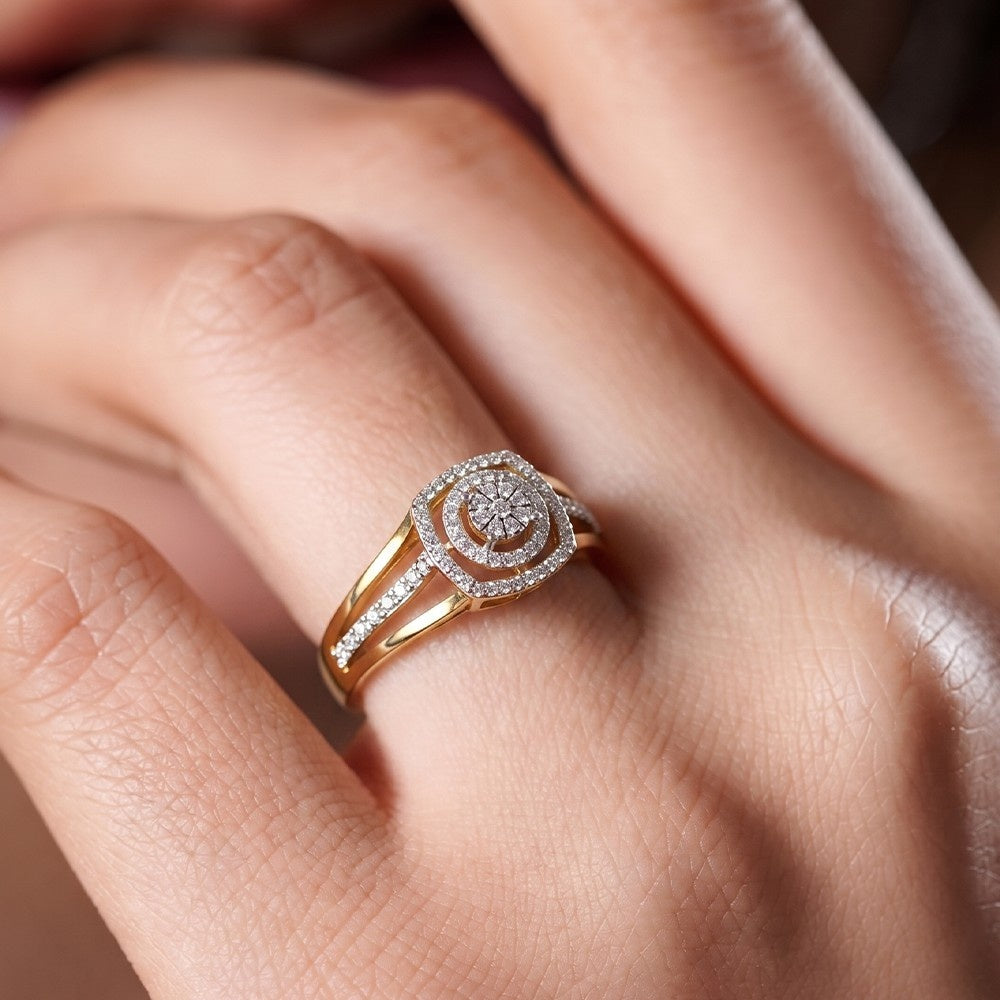 Gold & Diamond Band Ring For Men KRC20177