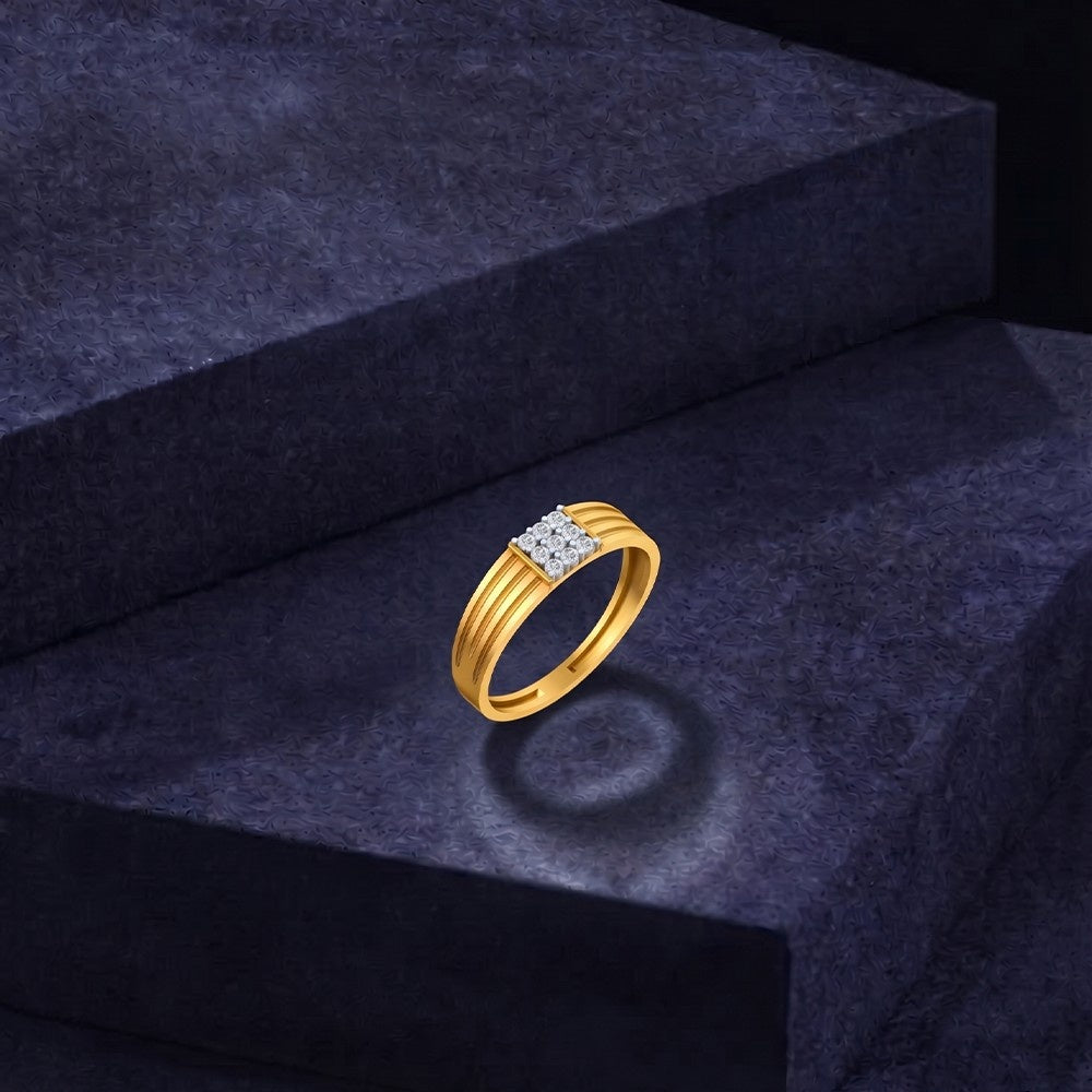 Gold & Diamond Band Ring For Men KRC20072