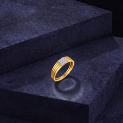 Gold & Diamond Band Ring For Men KRC20072