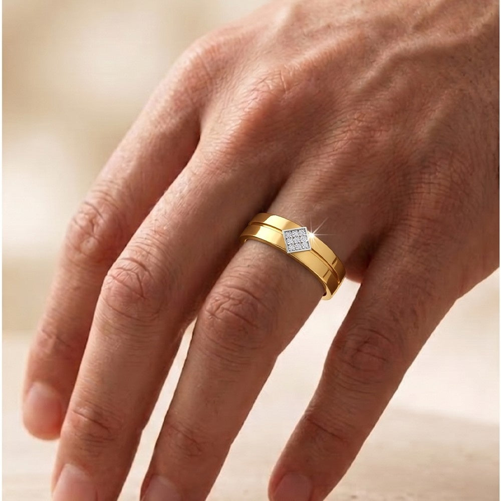 Gold & Diamond Band Ring For Men KRC20084