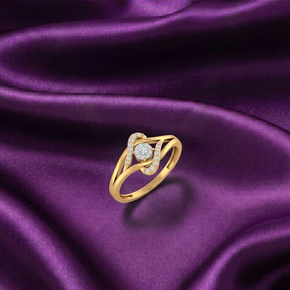 Gold & Diamond Cluster Ring For Women KRB10116