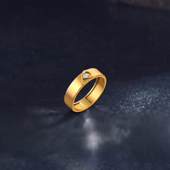 Gold & Diamond Solitaire Band Ring For Men KRC20085