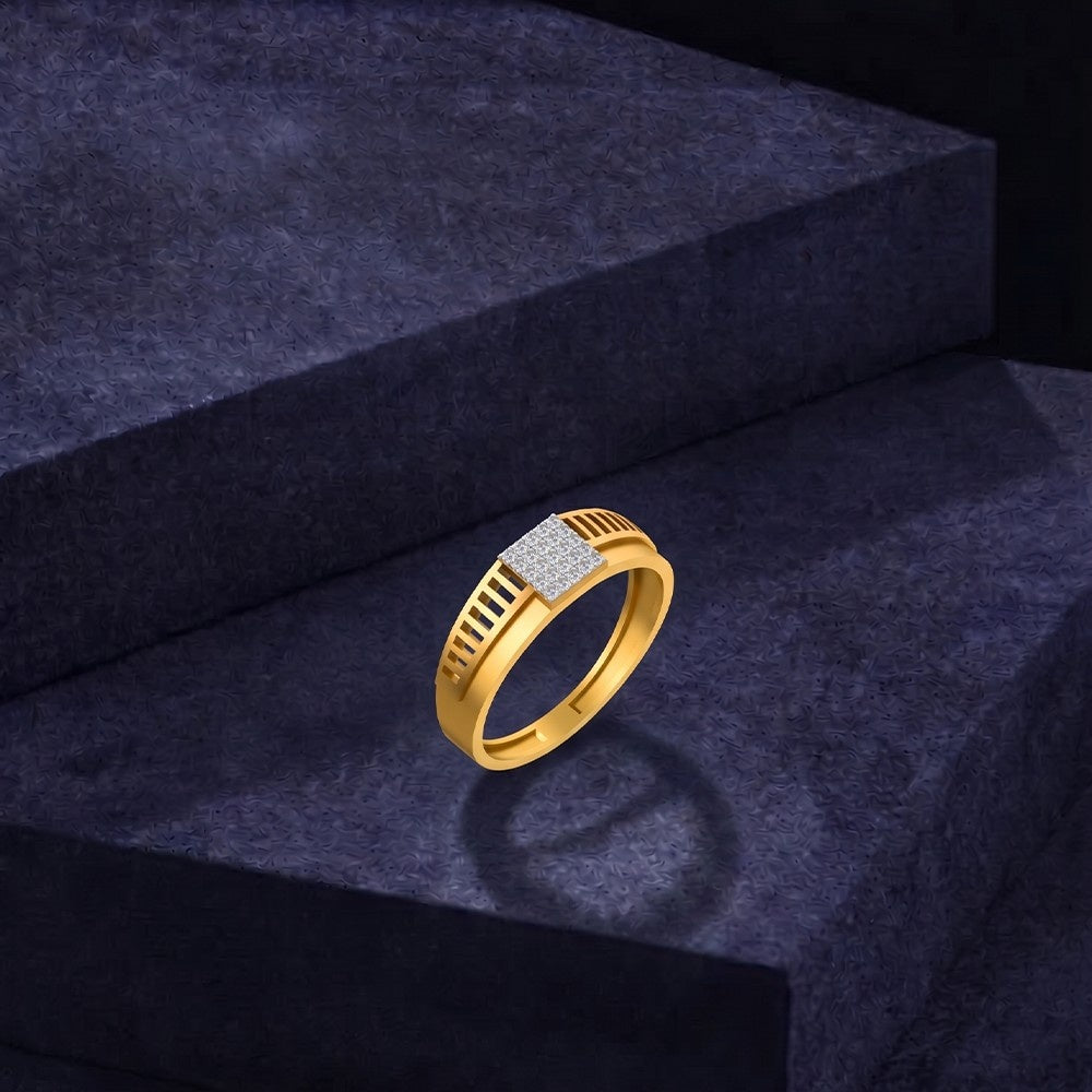 Gold & Diamond Band Ring For Men KRC20031
