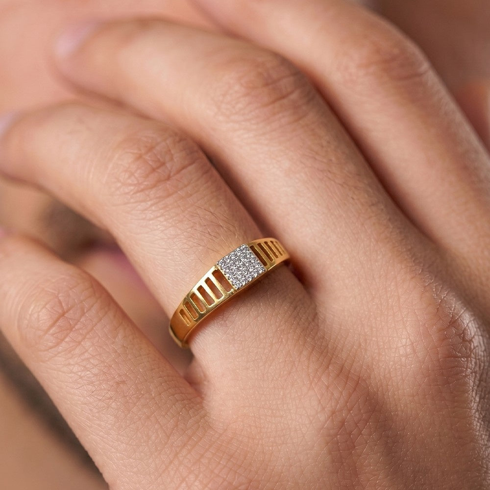 Gold & Diamond Band Ring For Men KRC20031