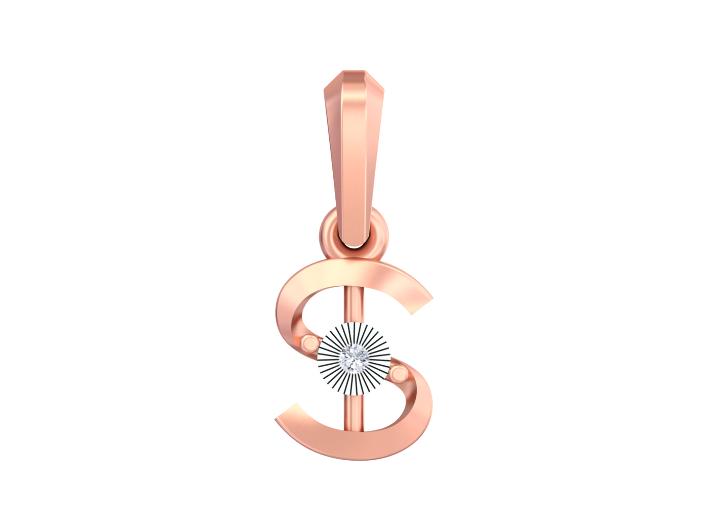 Rose gold pendant with a unique design on a white background