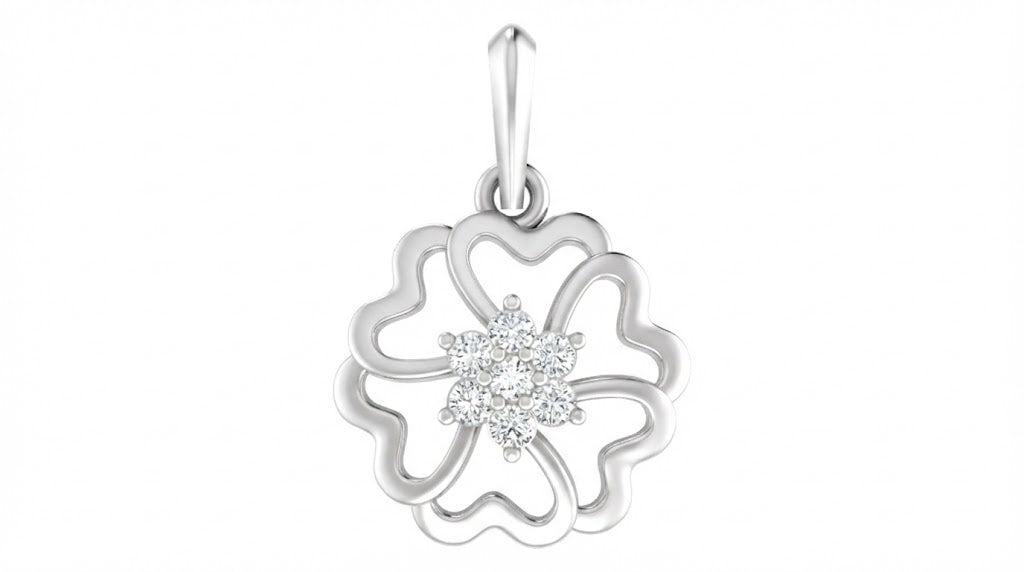 Gold & Diamond Floral Pendant Set KRC40602
