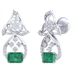 14K Gold & Diamond Women Gemstone Earring KRB44084EG