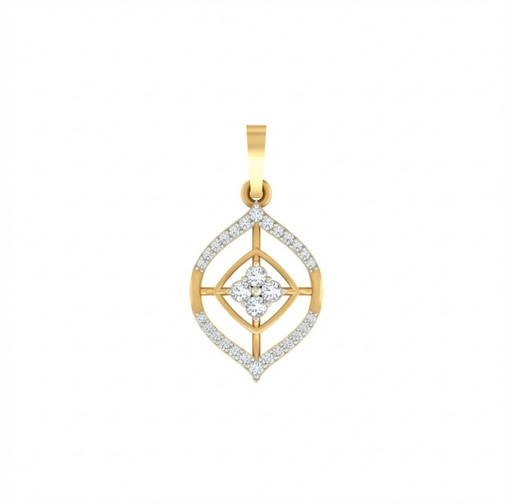 18K Gold & Diamond Floral Pendant Set KRA40035P