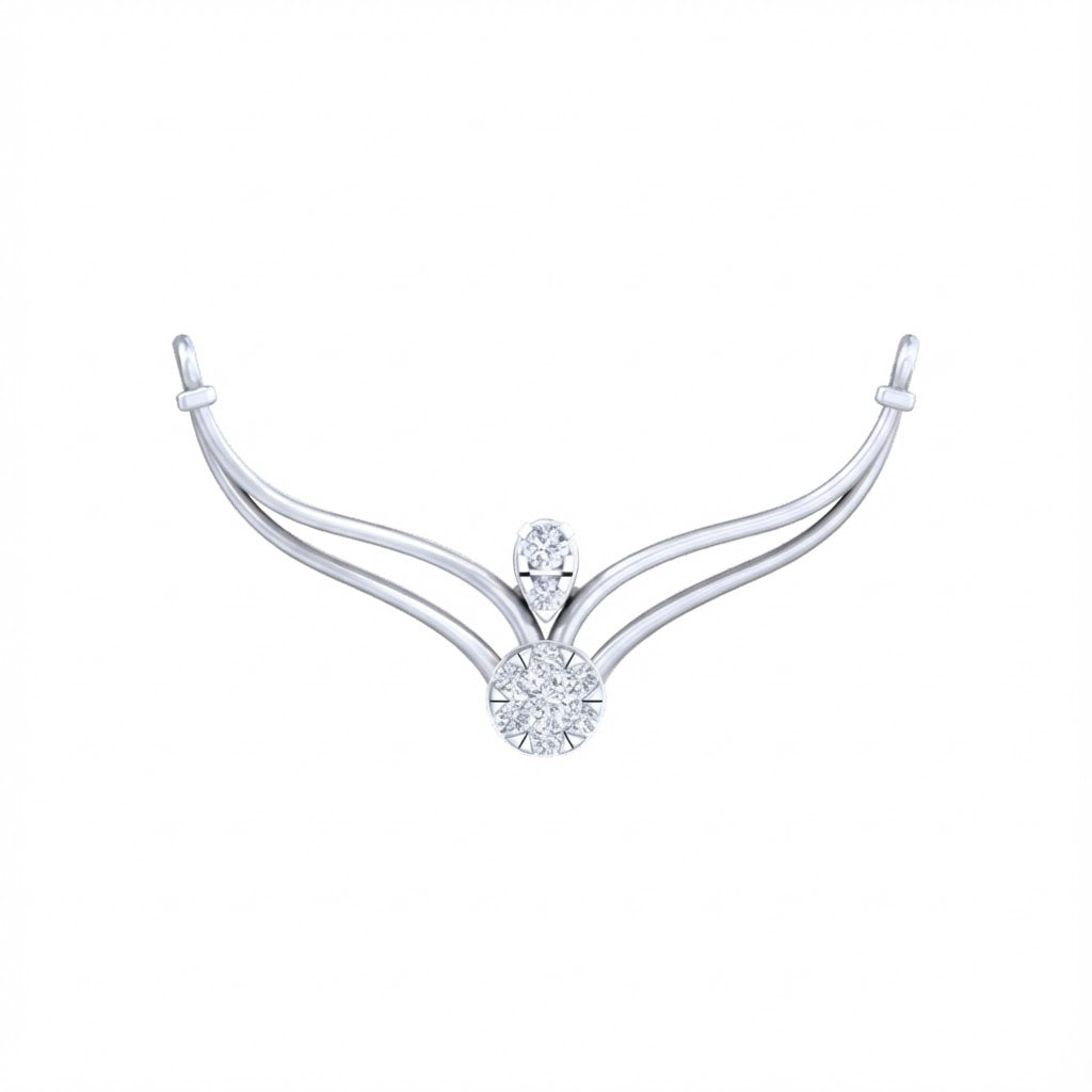 White gold mangalsutra with diamond on a white background