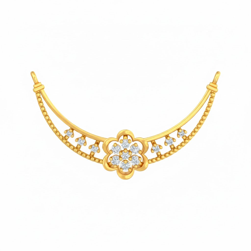 18K Gold & Diamond Dailywear Mangalsutra For Women KRB90047