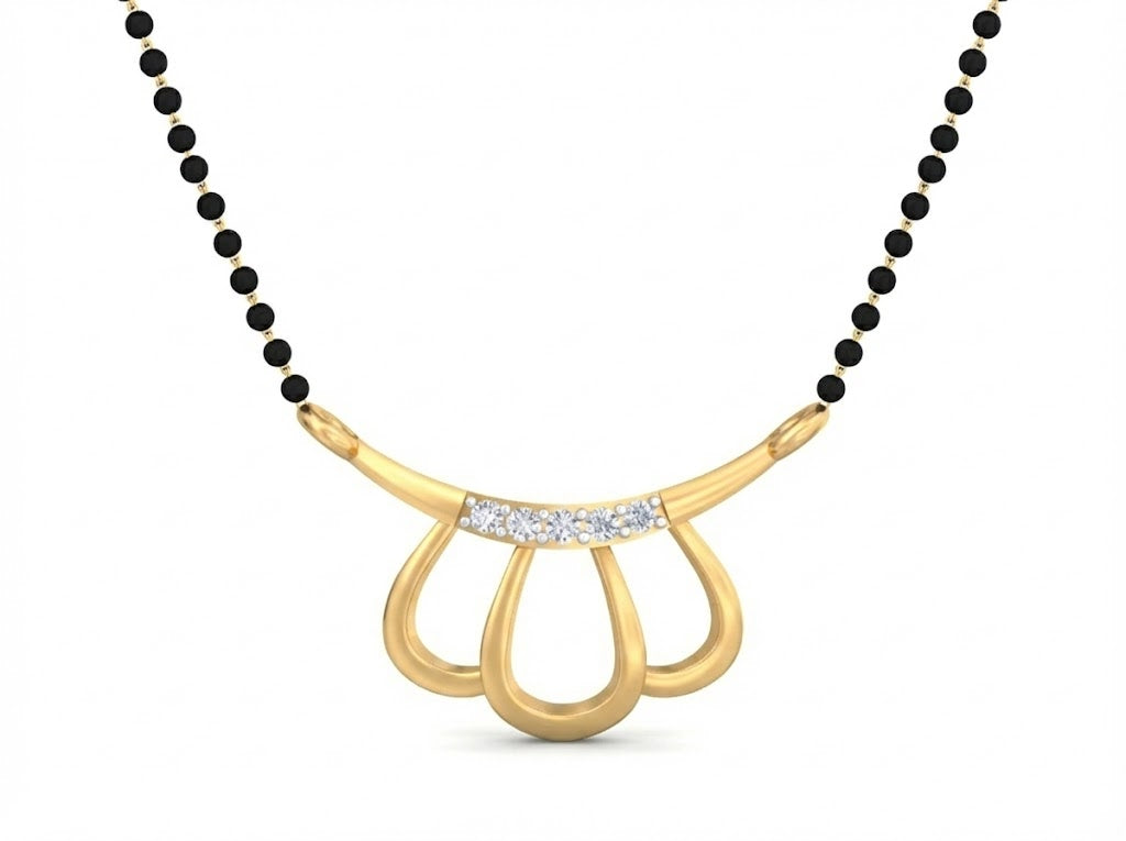 18K Gold & Diamond Beaded Mangalsutra For Women KSK199