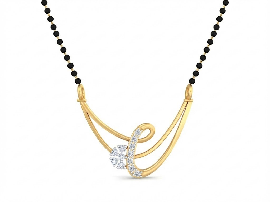 18K Gold & Diamond Beaded Mangalsutra For Women KSK188