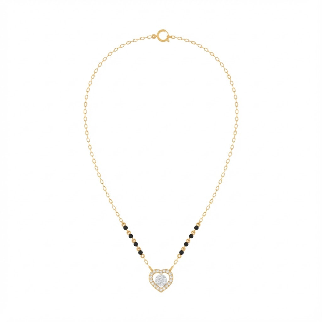 Gold & Diamond Heart Mangalsutra For Women KRC50102