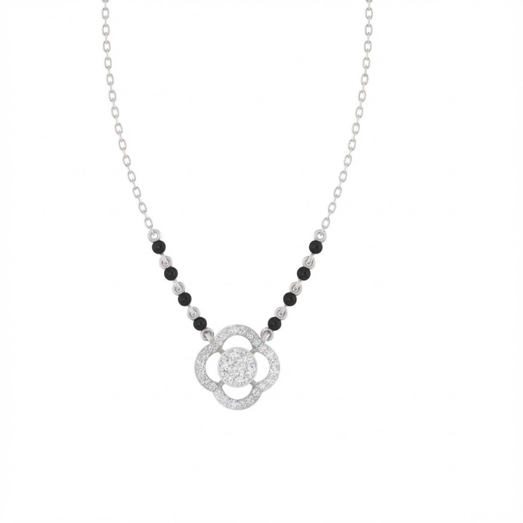 Gold & Diamond Floral Beaded Mangalsutra For Women KRC50146
