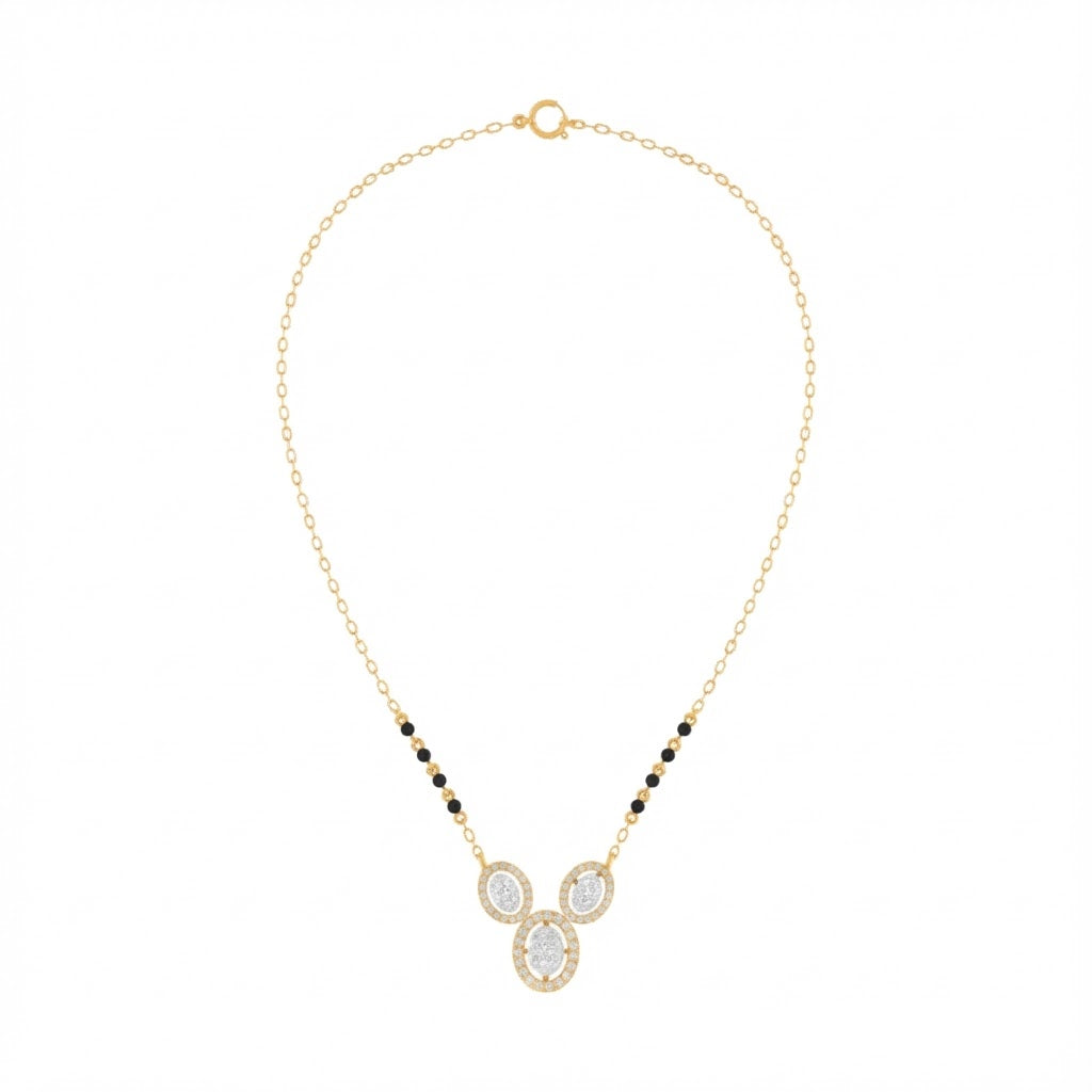 Gold & Diamond Beaded Mangalsutra For Women KRC50147