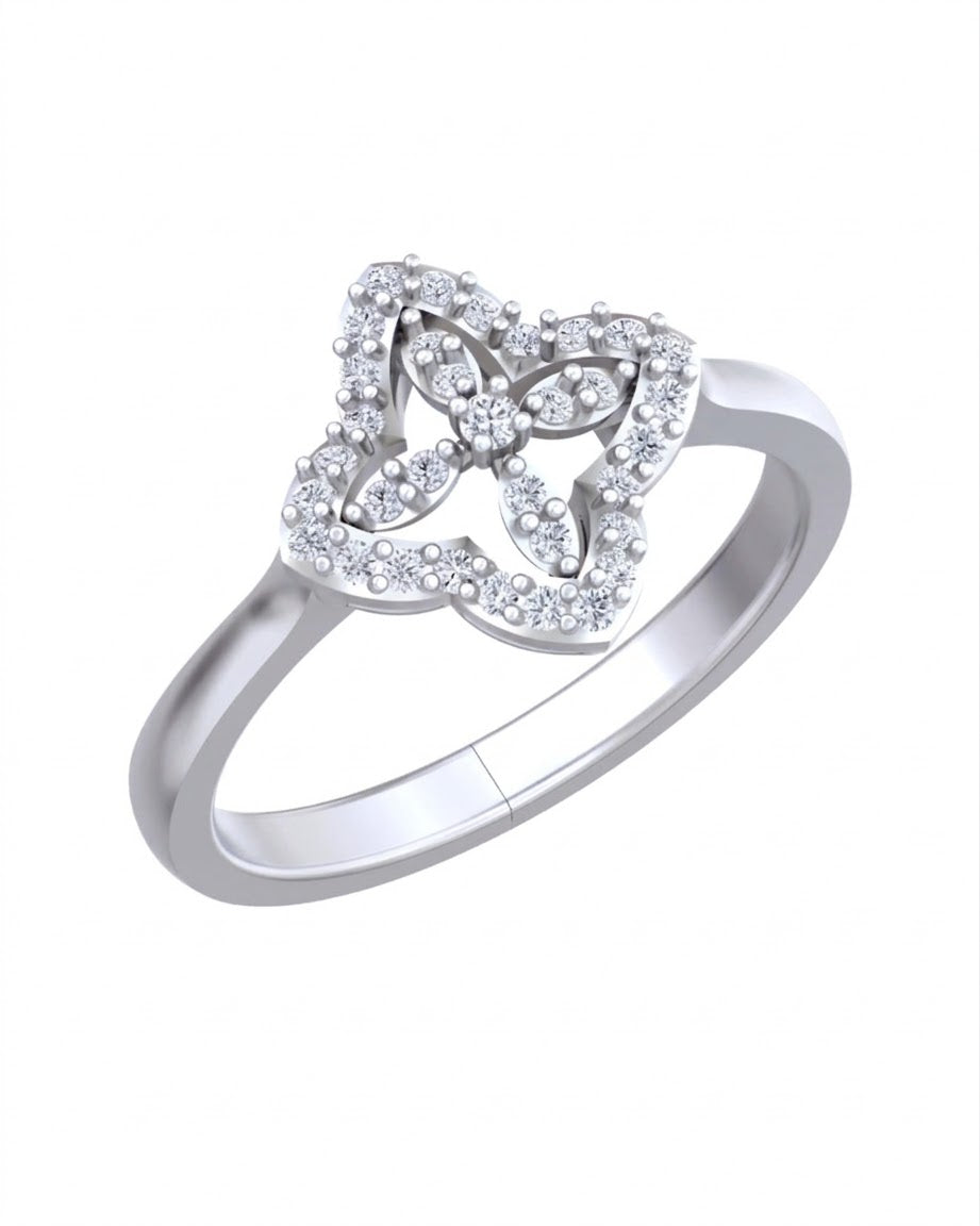 Gold & Diamond Floral Ring For Women KRB10280