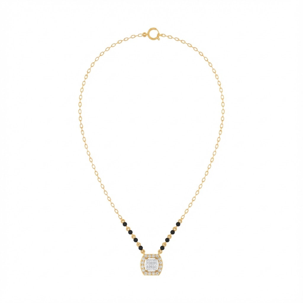Gold & Diamond Beaded Mangalsutra For Women KRC50153